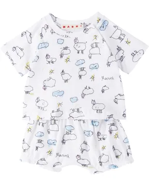 Marni ベビー｜ グラフィック Tシャツ＆ブルマ セット - サムネイル1
