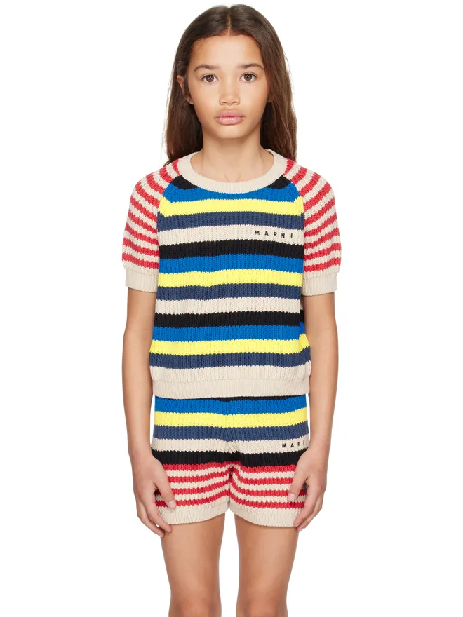 Marni Marni キッズ｜ ミックスボーダー 半袖 セーターの商品画像