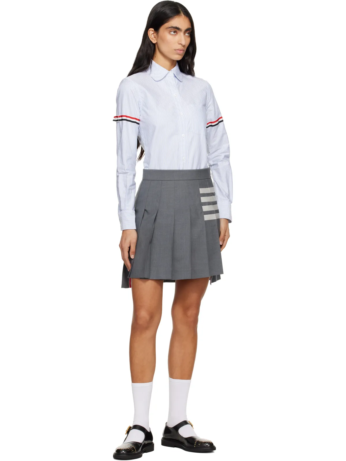 Thom Browne Plain Weave 4-Bar プリーツ ミニスカート - 画像4