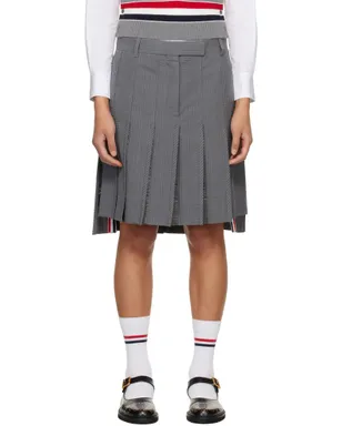 Thom Browne ウール シアサッカー プリーツ ローライズ ミニスカート - サムネイル1