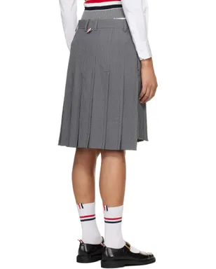 Thom Browne ウール シアサッカー プリーツ ローライズ ミニスカート - サムネイル3