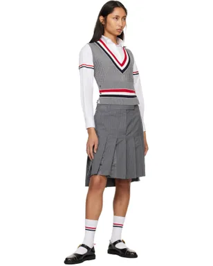 Thom Browne ウール シアサッカー プリーツ ローライズ ミニスカート - サムネイル4