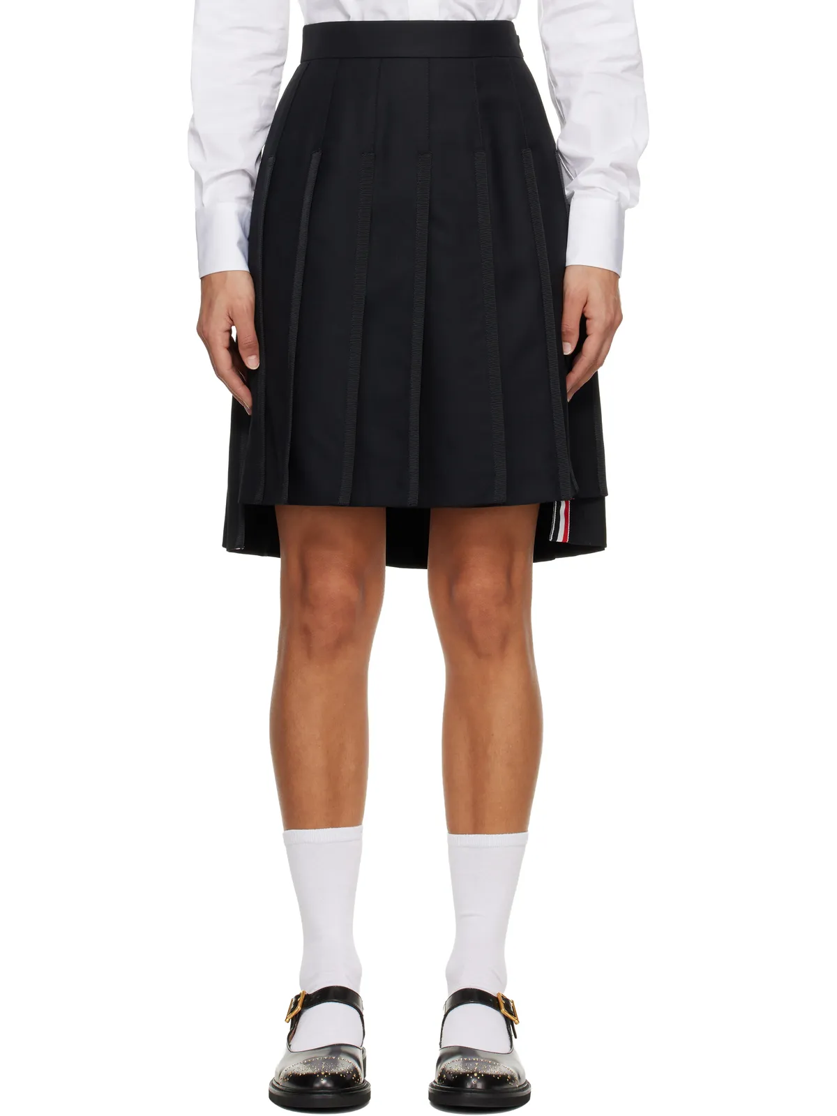 Thom Browne スーパー120 ツイル プリーツ ミディアムスカート - 画像1