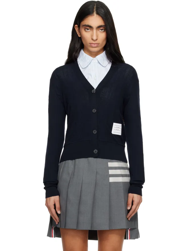 Thom Browne Thom Browne ワイド ウール リブ Vネックカーディガンの商品画像