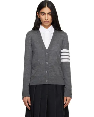 Thom Browne Merino Wool 4-Bar Relaxed Fit Vネックカーディガン - サムネイル1