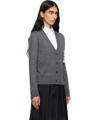 Thom Browne Merino Wool 4-Bar Relaxed Fit Vネックカーディガン - サムネイル2