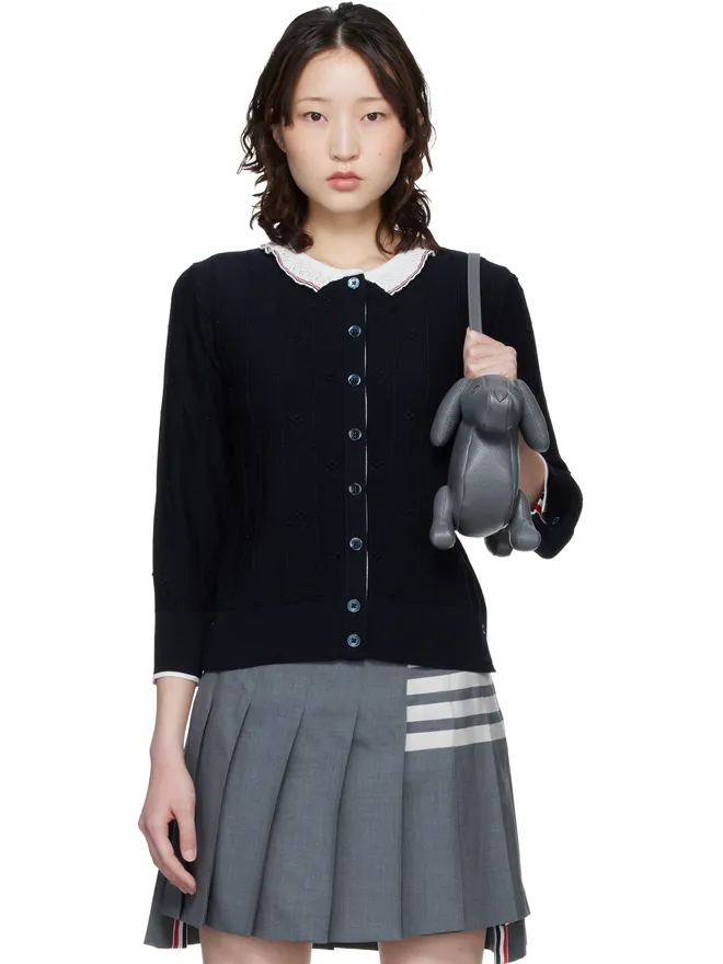 Thom Browne Thom Browne Bobble Stitch Lace Trim メリノウール カーディガンの商品画像