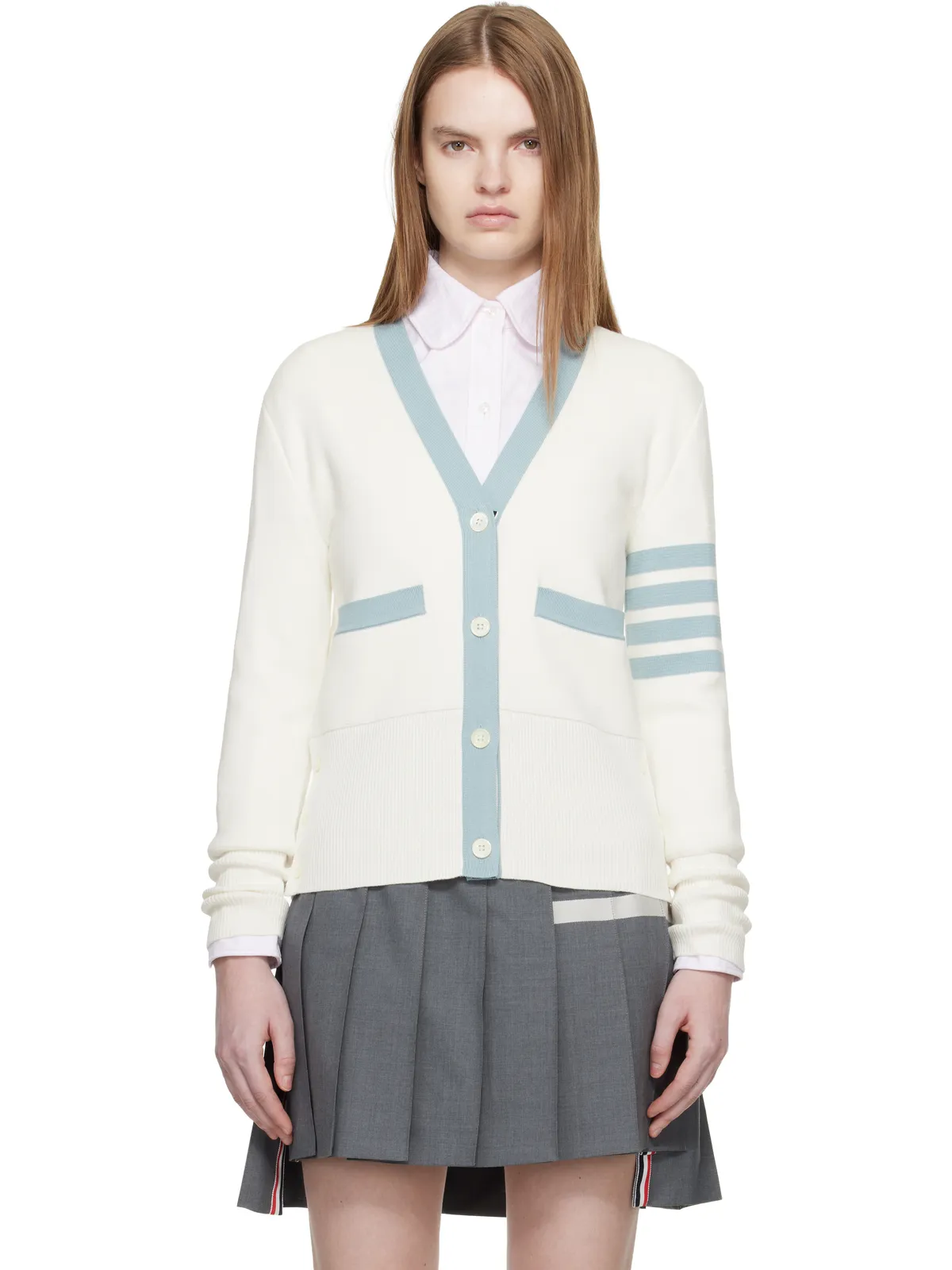 Thom Browne Milano Stitch Cotton 4-Bar カーディガン - 画像1