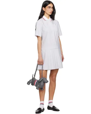 Thom Browne 4-Bar ボーダー ポプリン プリーツ ポロ ミニワンピース - サムネイル4