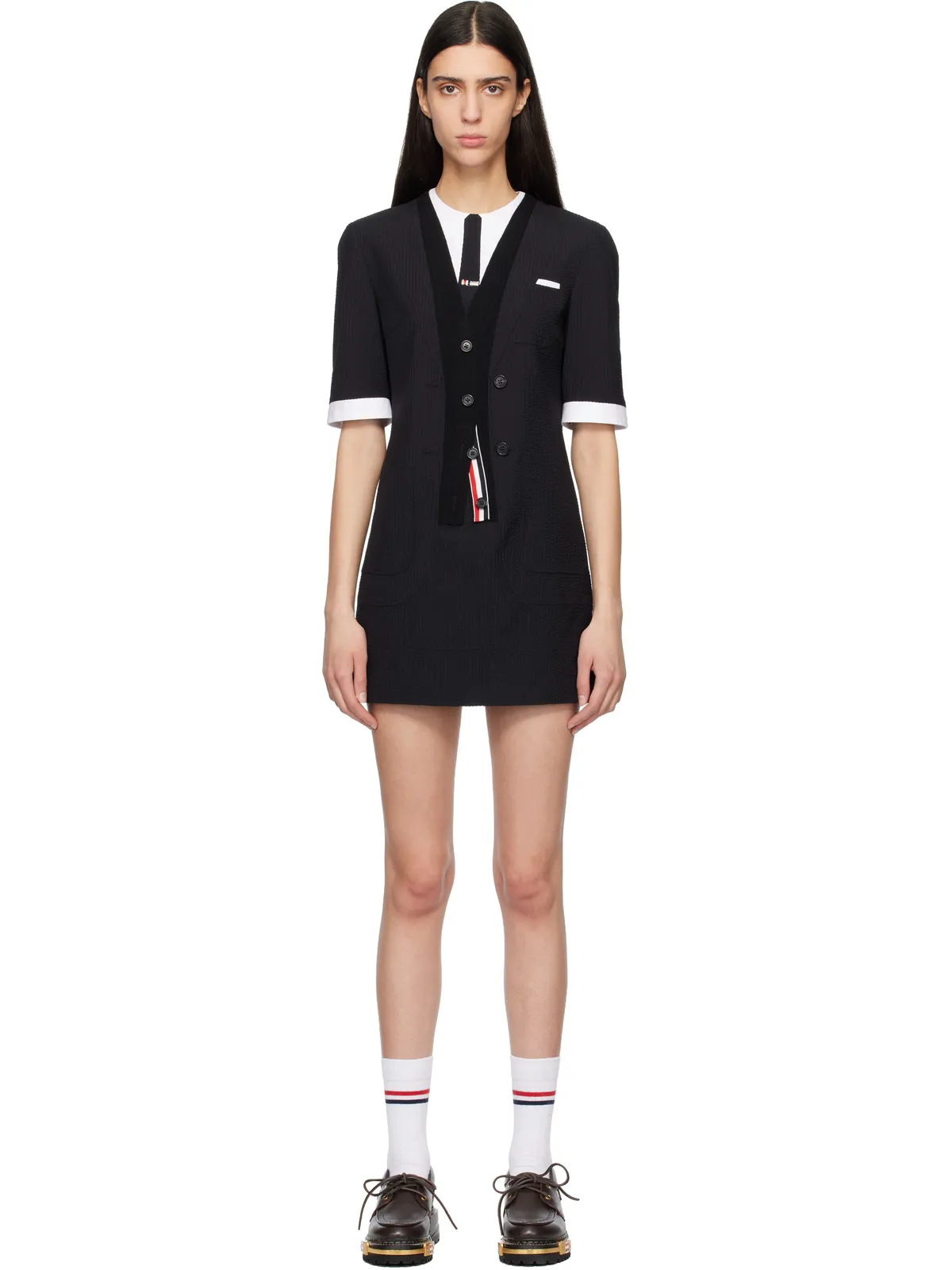 Thom Browne トロンプルイユ パッチポケット ミニワンピース - 画像1