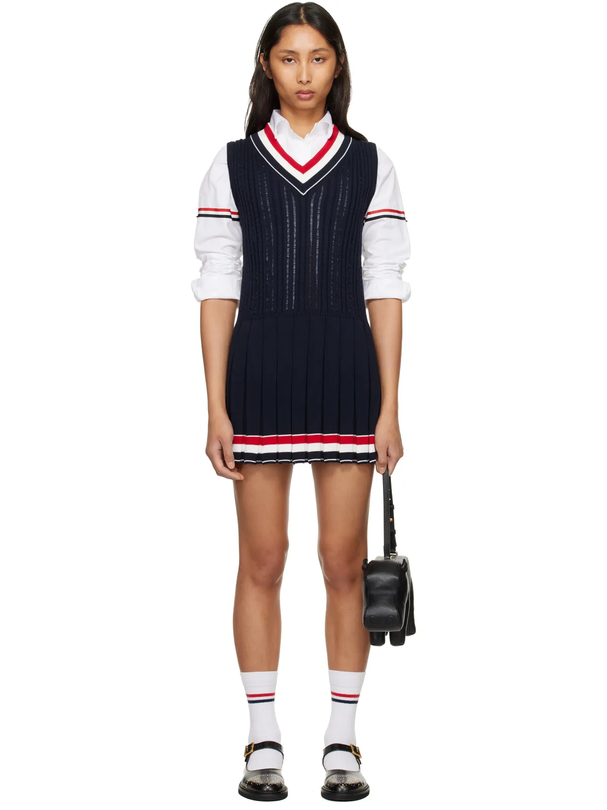 Thom Browne Cricket RWB Stripe Baby Ladder Cable ミニワンピース - 画像1