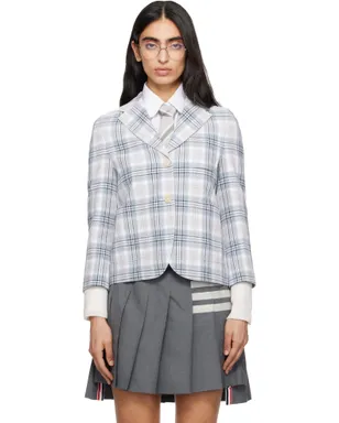 Thom Browne クロップド サック プレイド コットン テーラードジャケット - サムネイル1