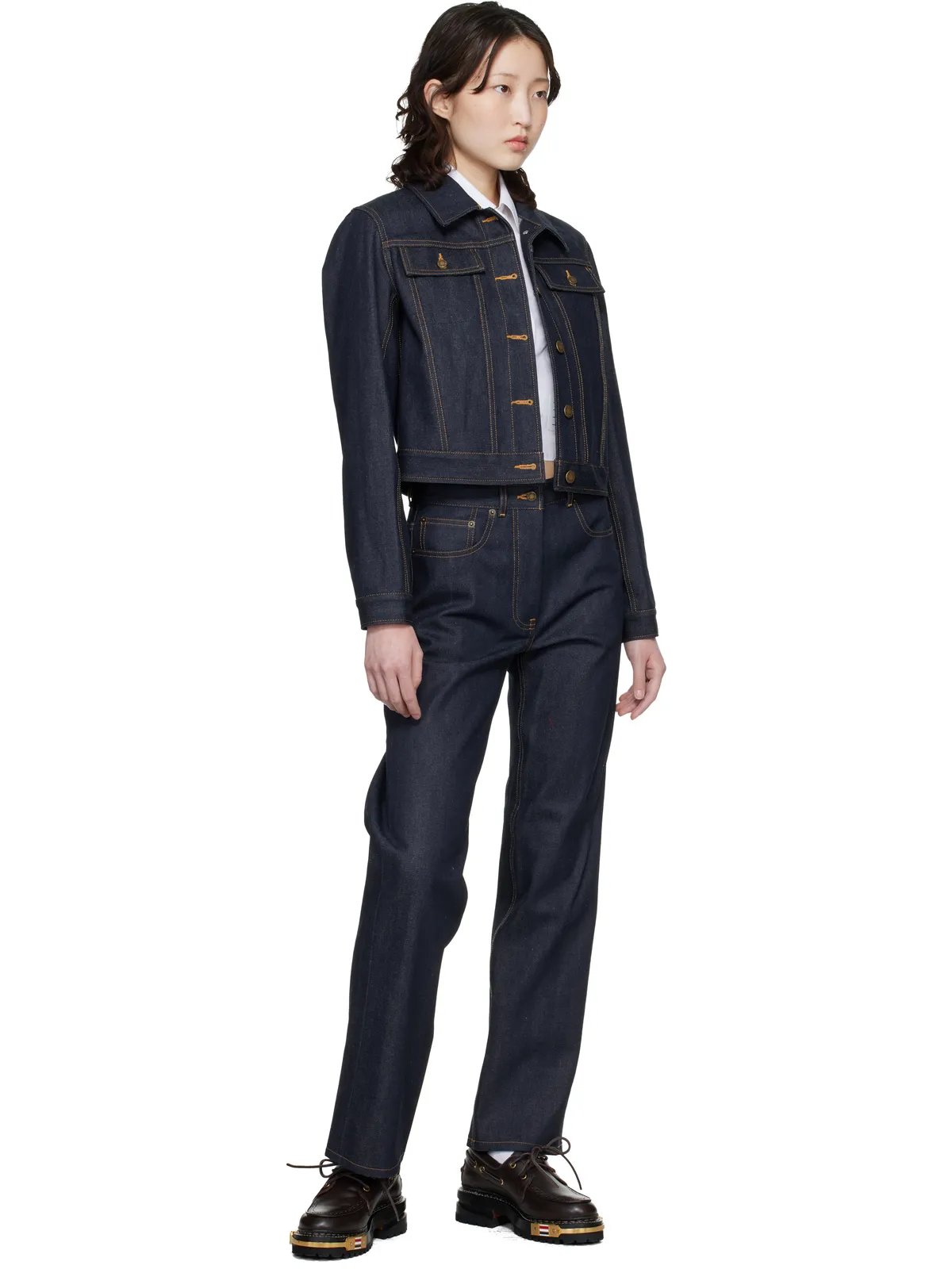 Thom Browne シュランケン セルビッジデニム ジャケット - 画像4