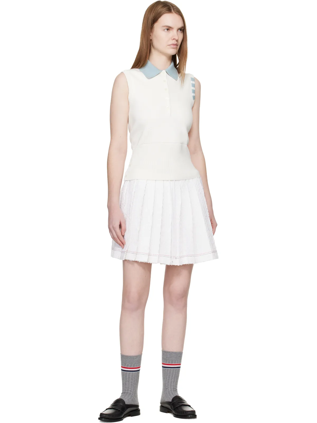 Thom Browne ミラノリブ ノースリーブ ポロシャツ - 画像4