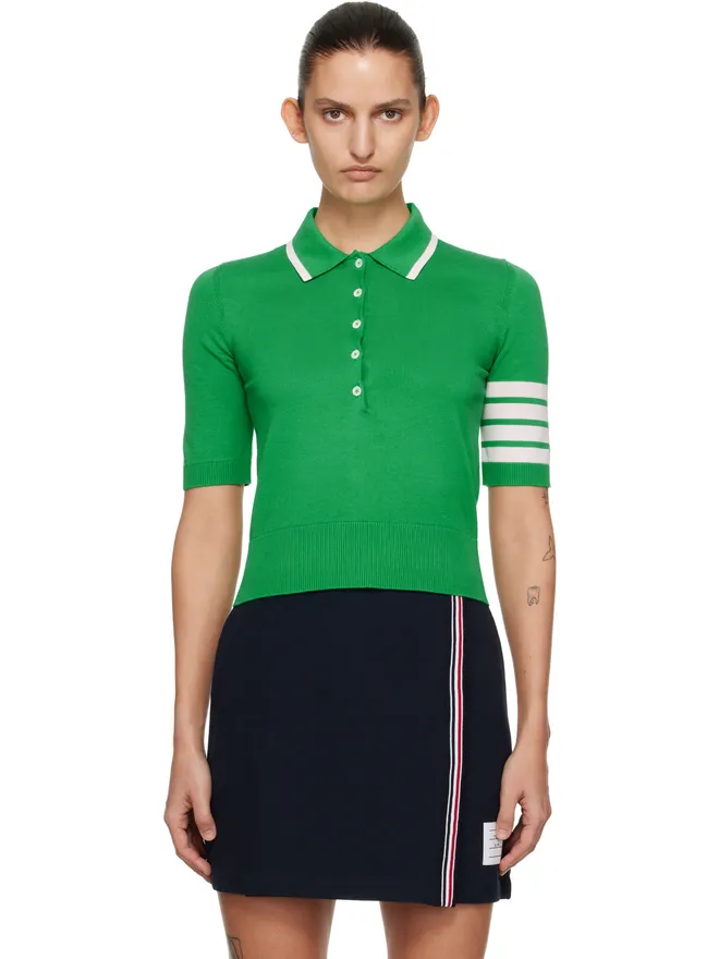 Thom Browne Thom Browne Hector Intarsia Cotton 4-Bar Stripe 半袖 ニットポロシャツの商品画像