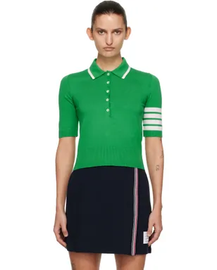 Thom Browne Hector Intarsia Cotton 4-Bar Stripe 半袖 ニットポロシャツ - サムネイル1