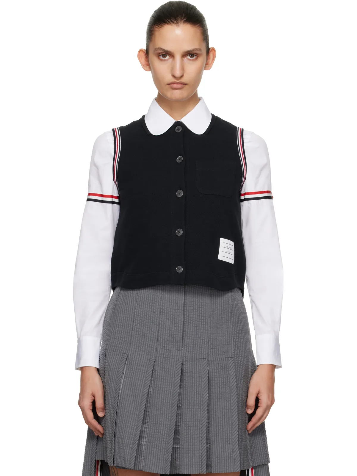 Thom Browne Pique RWB Trim ノースリーブシャツ - 画像1