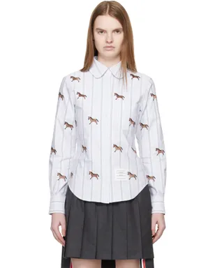 Thom Browne Horse 4-Bar クロップド オックスフォードシャツ - サムネイル1