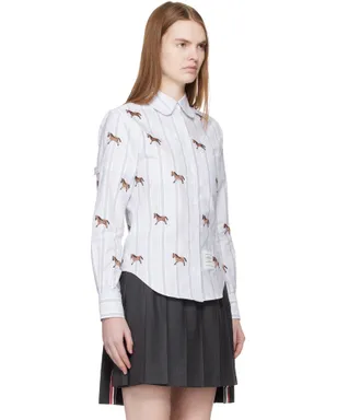 Thom Browne Horse 4-Bar クロップド オックスフォードシャツ - サムネイル2
