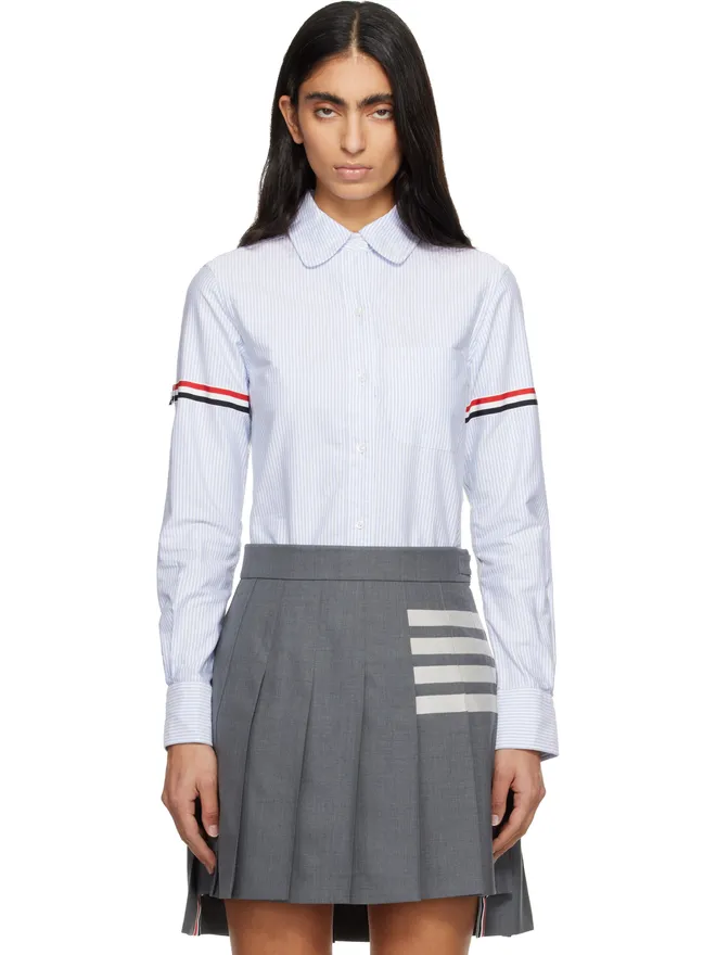 Thom Browne Thom Browne ストライプ アームバンド ラウンドカラー オックスフォードシャツの商品画像