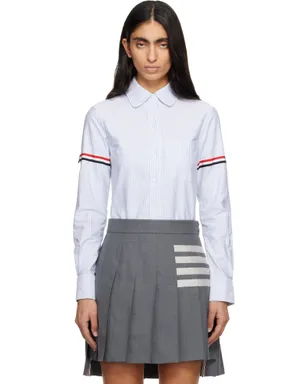 Thom Browne ストライプ アームバンド ラウンドカラー オックスフォードシャツ - サムネイル1