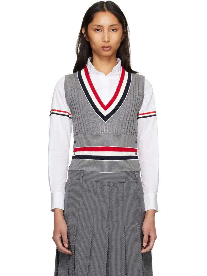 Thom Browne Thom Browne Cricket RWB Stripe Baby Ladder Cable シュランケン ベストの商品画像
