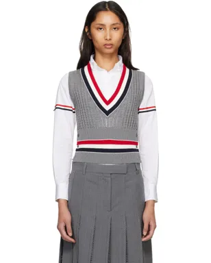 Thom Browne Cricket RWB Stripe Baby Ladder Cable シュランケン ベスト - サムネイル1