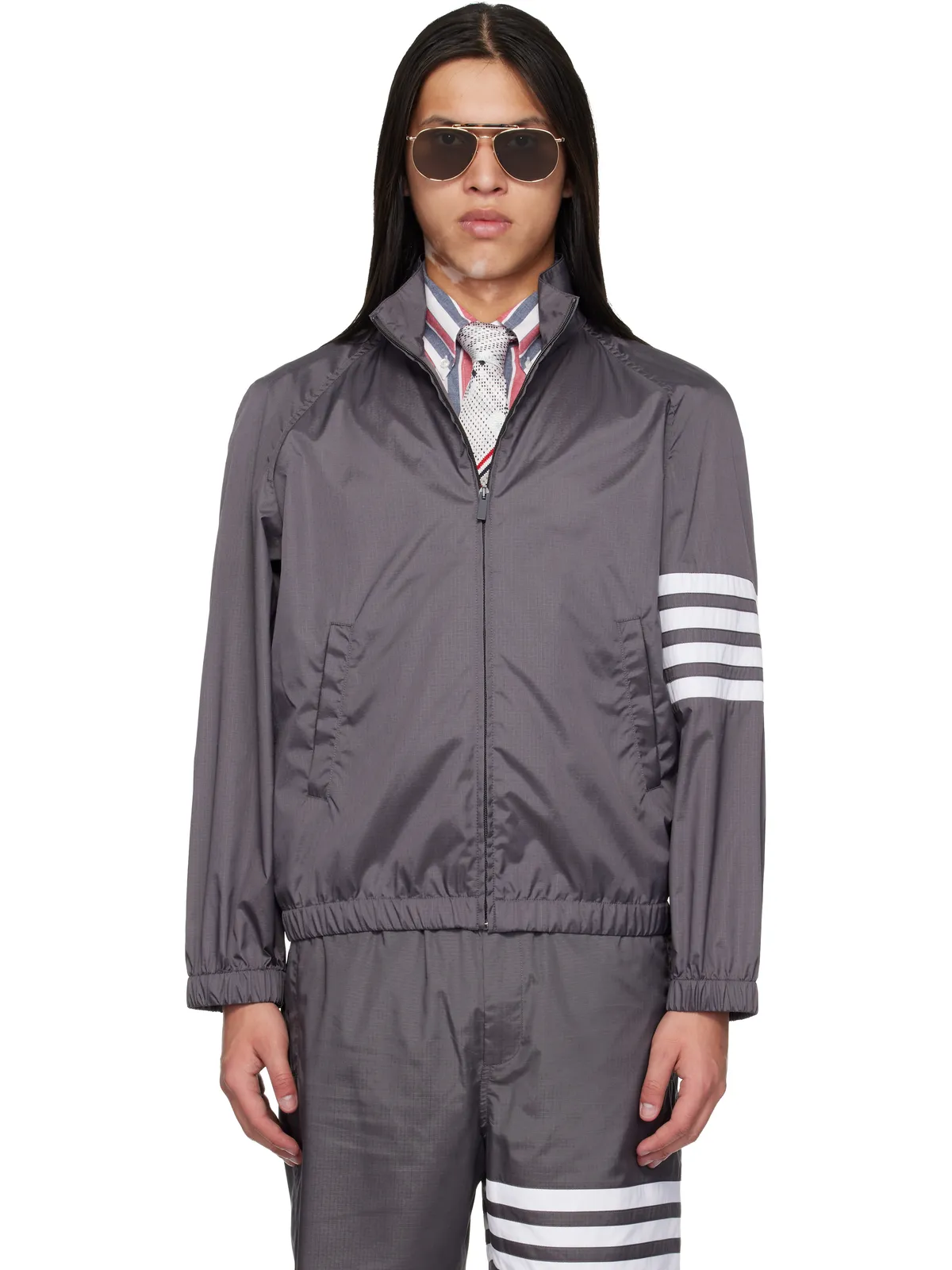 Thom Browne Shiny Ripstop Raglan 4-Bar トラックジャケット - 画像1