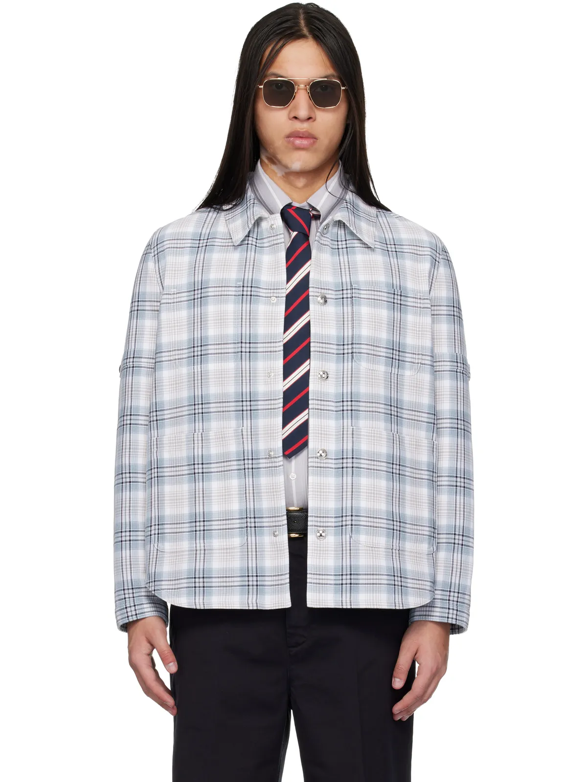 Thom Browne Windowpane Plaid アームバンド ユーティリティジャケット - 画像1