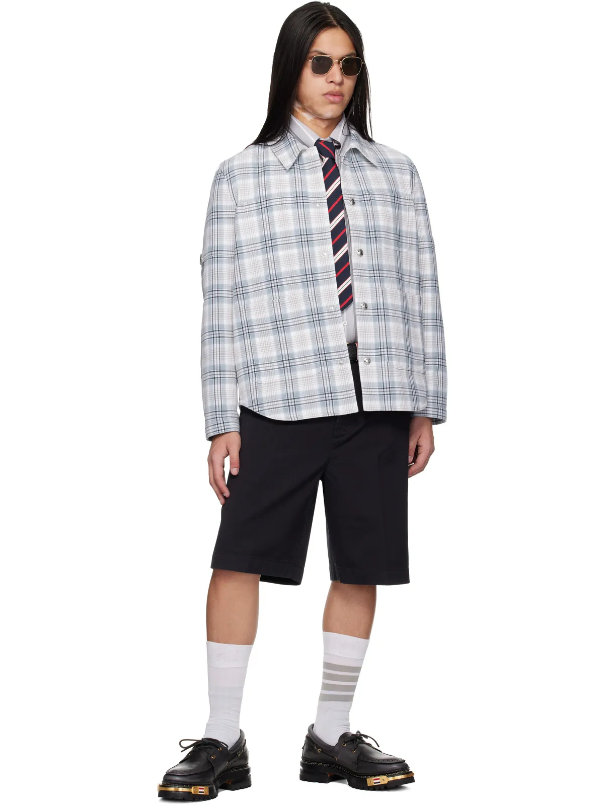 Thom Browne Windowpane Plaid アームバンド ユーティリティジャケット - 画像4
