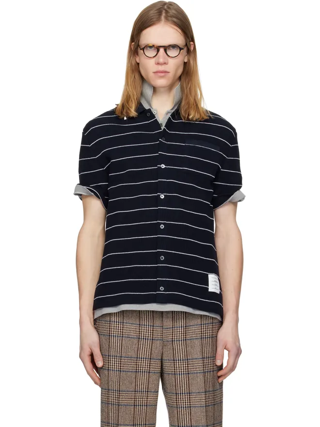 Thom Browne Thom Browne Textured Stripe 半袖シャツの商品画像