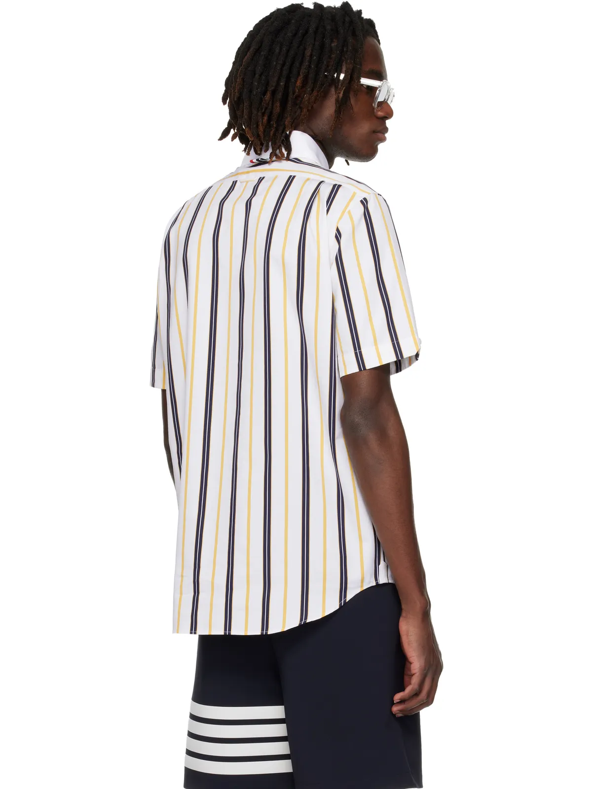 Thom Browne Repp ストライプ ポプリン 半袖シャツ - 画像3