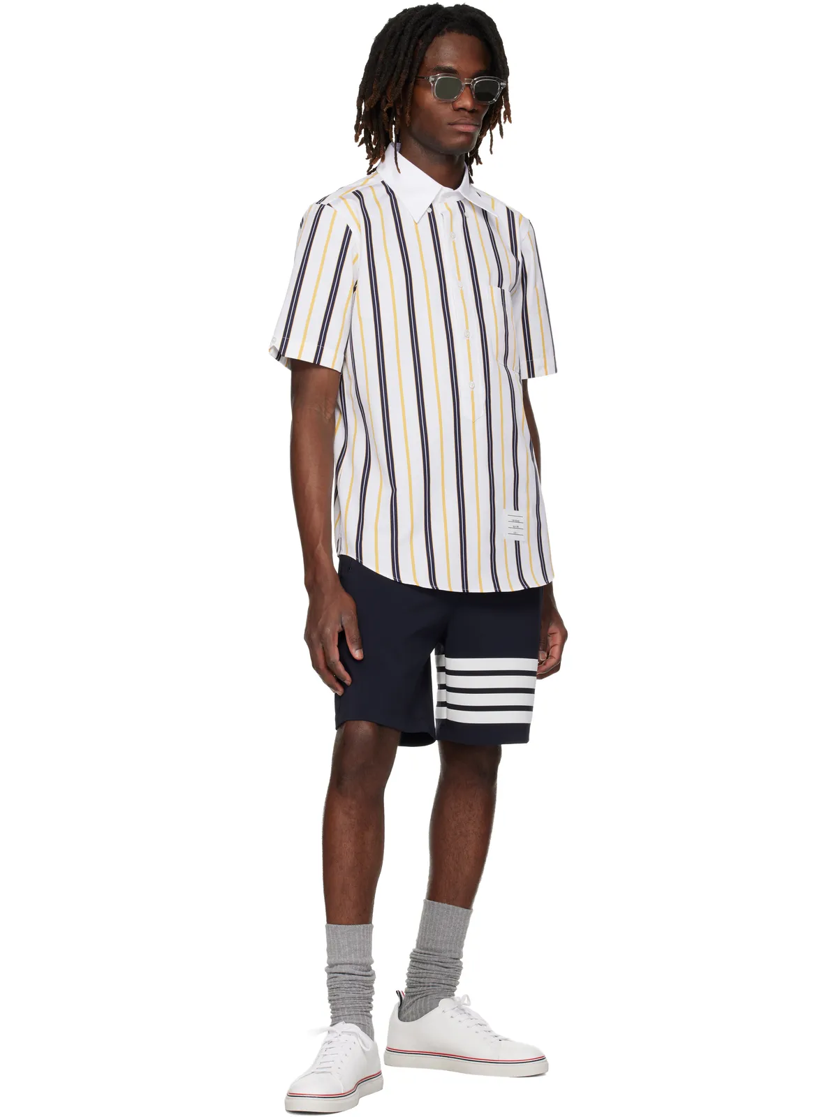 Thom Browne Repp ストライプ ポプリン 半袖シャツ - 画像4