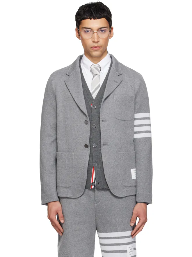 Thom Browne Thom Browne 4-Bar Sack ダブルフェイス ニット テーラードジャケットの商品画像