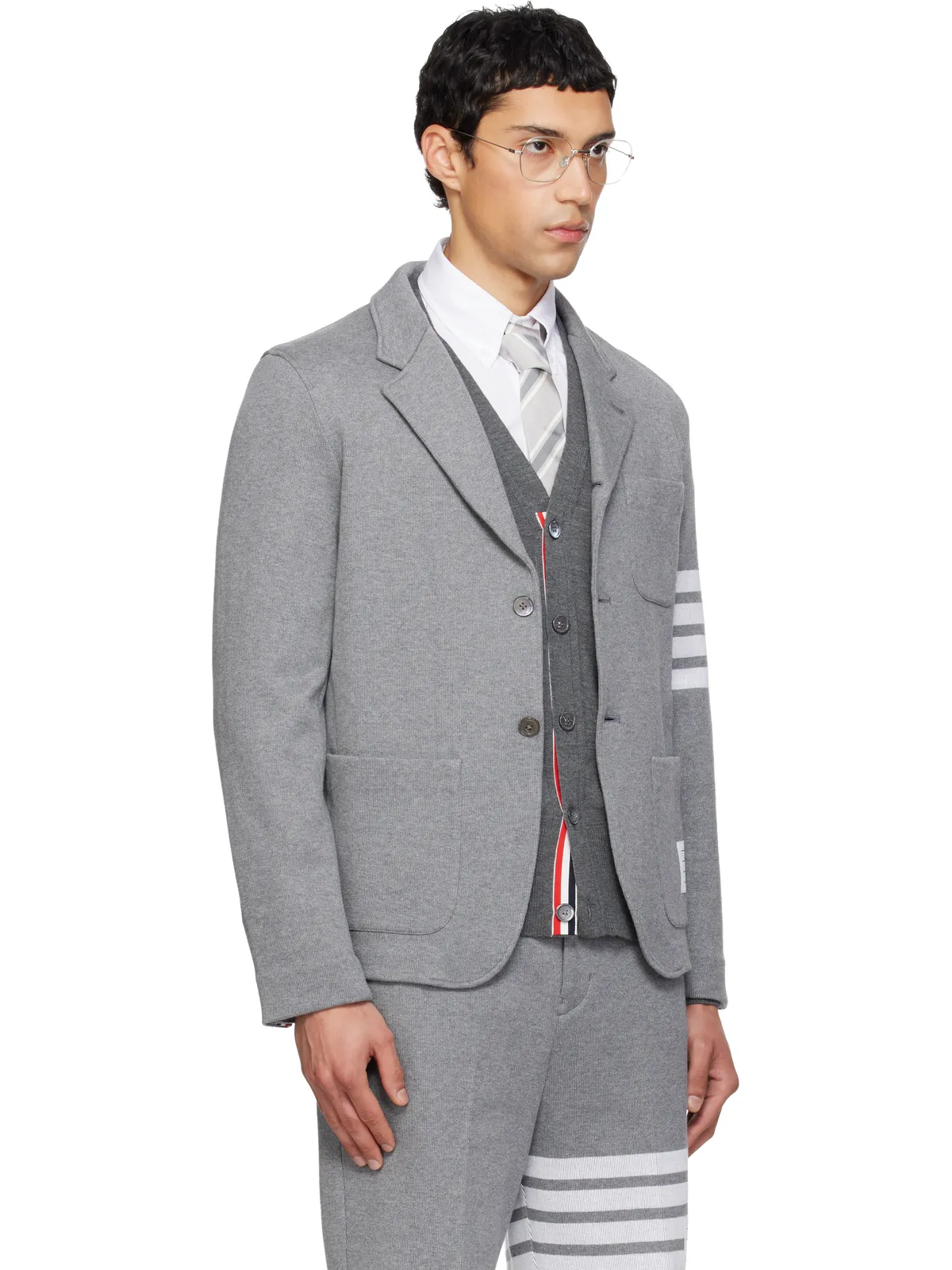 Thom Browne 4-Bar Sack ダブルフェイス ニット テーラードジャケット - 画像2