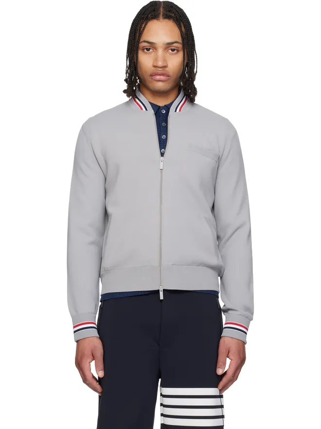 Thom Browne Thom Browne 'Browne 65' Intarsia Zip Up ボンバージャケットの商品画像