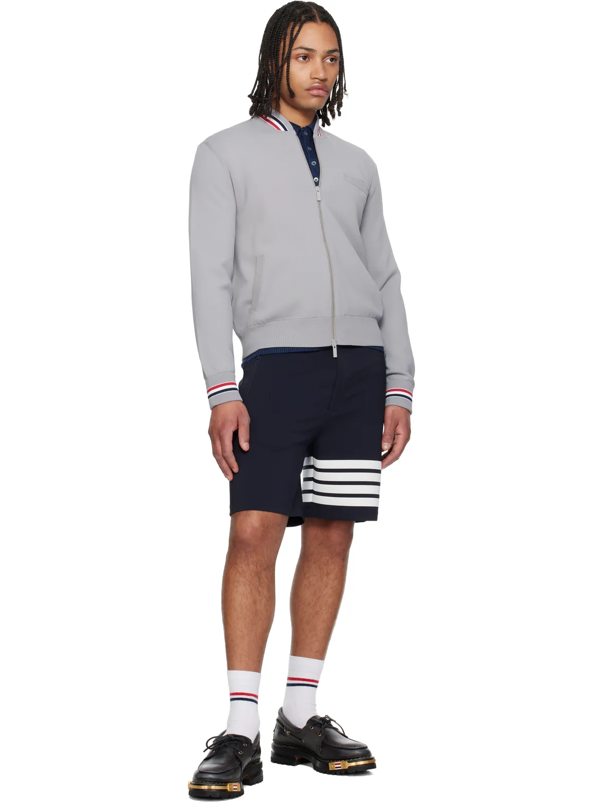 Thom Browne 'Browne 65' Intarsia Zip Up ボンバージャケット - 画像4