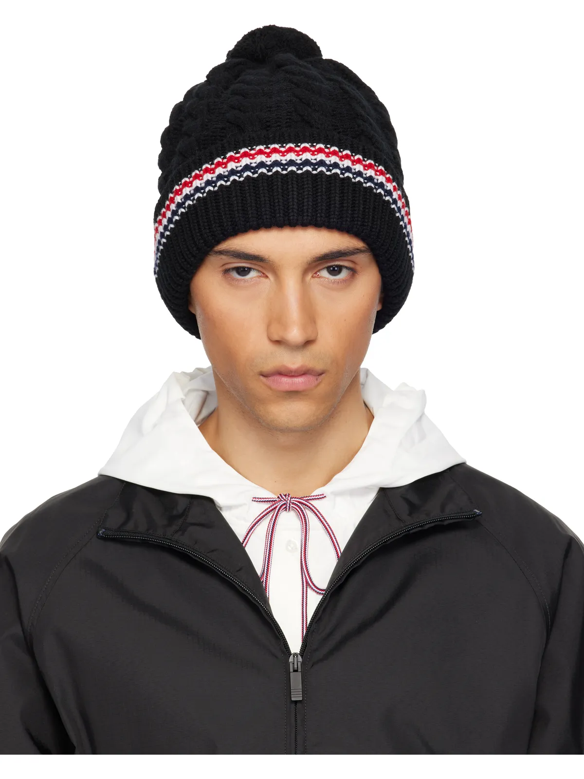 Thom Browne Cashmere Baby Cable Stitch ポンポン ビーニー - 画像1