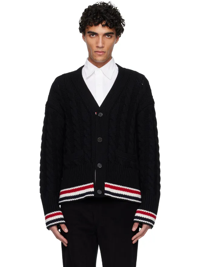 Thom Browne Thom Browne Merino Baby Cable Stitch RWB Stripe カーディガンの商品画像