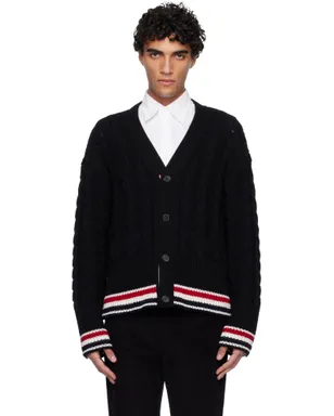 Thom Browne Merino Baby Cable Stitch RWB Stripe カーディガン - サムネイル1