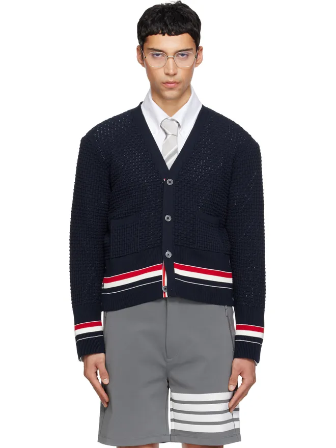 Thom Browne Thom Browne Float Ripple Stitch RWB カーディガンの商品画像