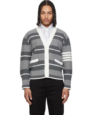 Thom Browne Classic Stripe Seed Stitch 4-Bar カーディガン - サムネイル1