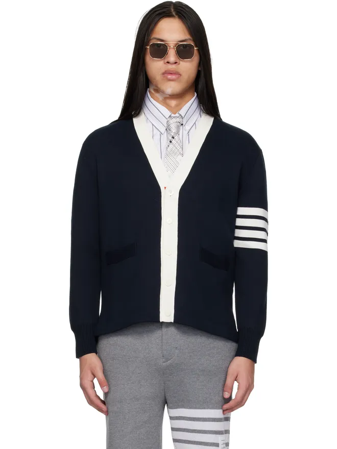 Thom Browne Thom Browne Crest Intarsia Jacquard 4-Bar Rugby Fit カーディガンの商品画像