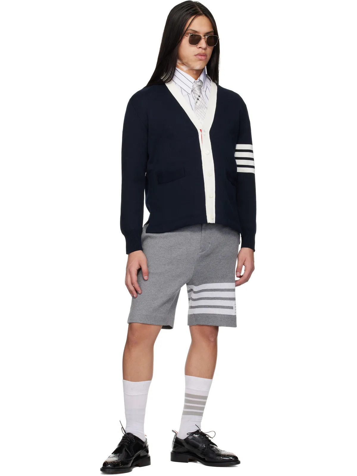 Thom Browne Crest Intarsia Jacquard 4-Bar Rugby Fit カーディガン - 画像4