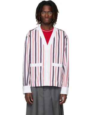 Thom Browne Repp ストライプ ポプリン シャツ カーディガン - サムネイル1