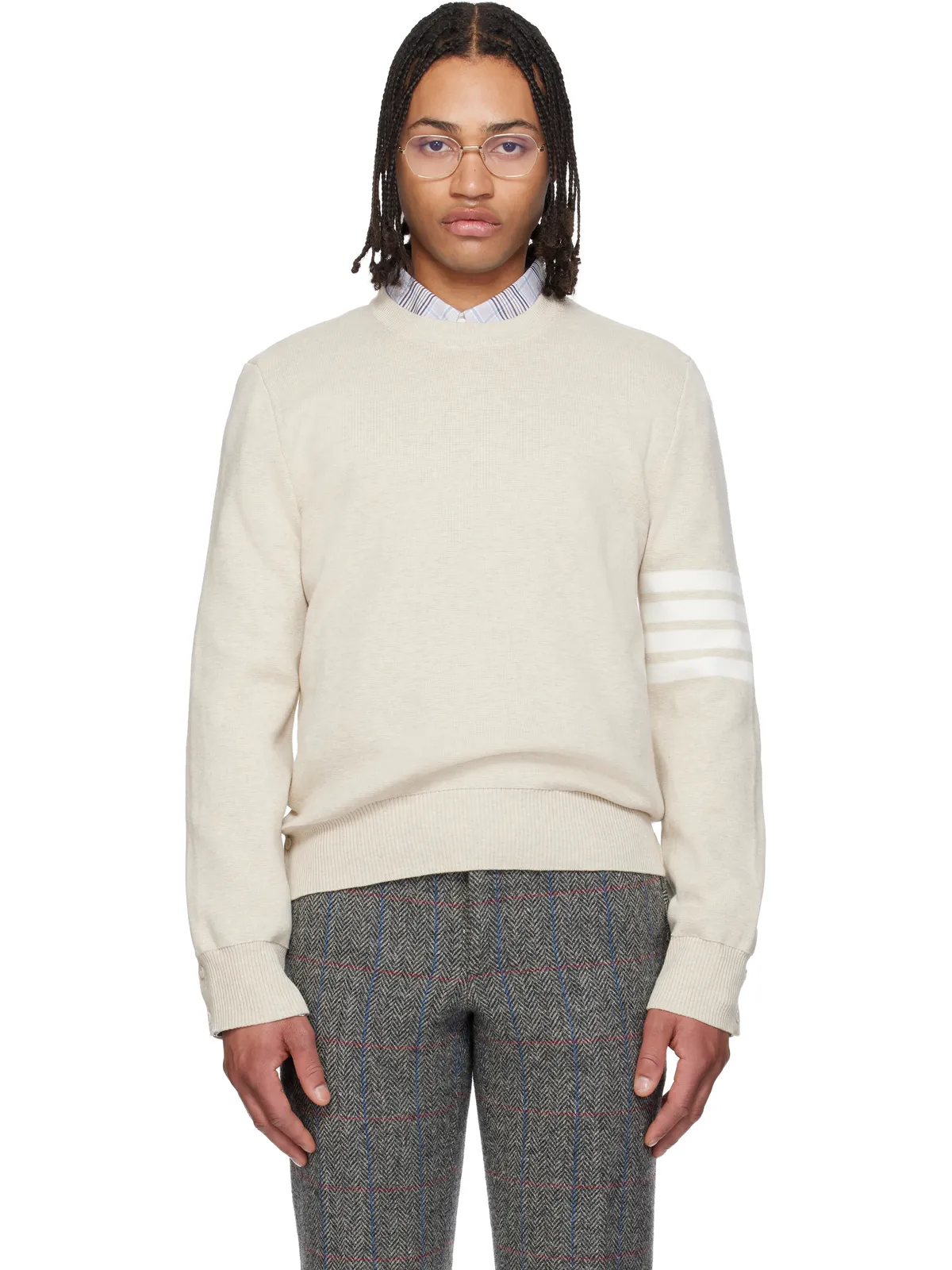 Thom Browne 4-Bar コットンクレープ ミラノリブ セーター - 画像1