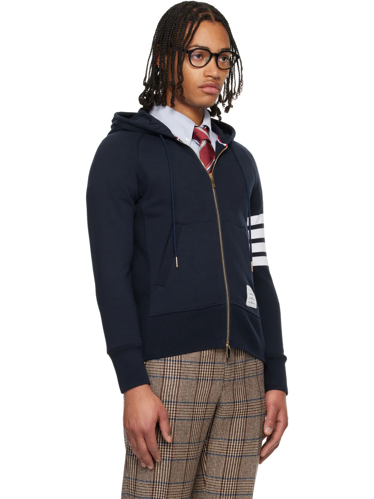 Thom Browne Classic Loopback 4-Bar フルジップ フーディ - 画像2