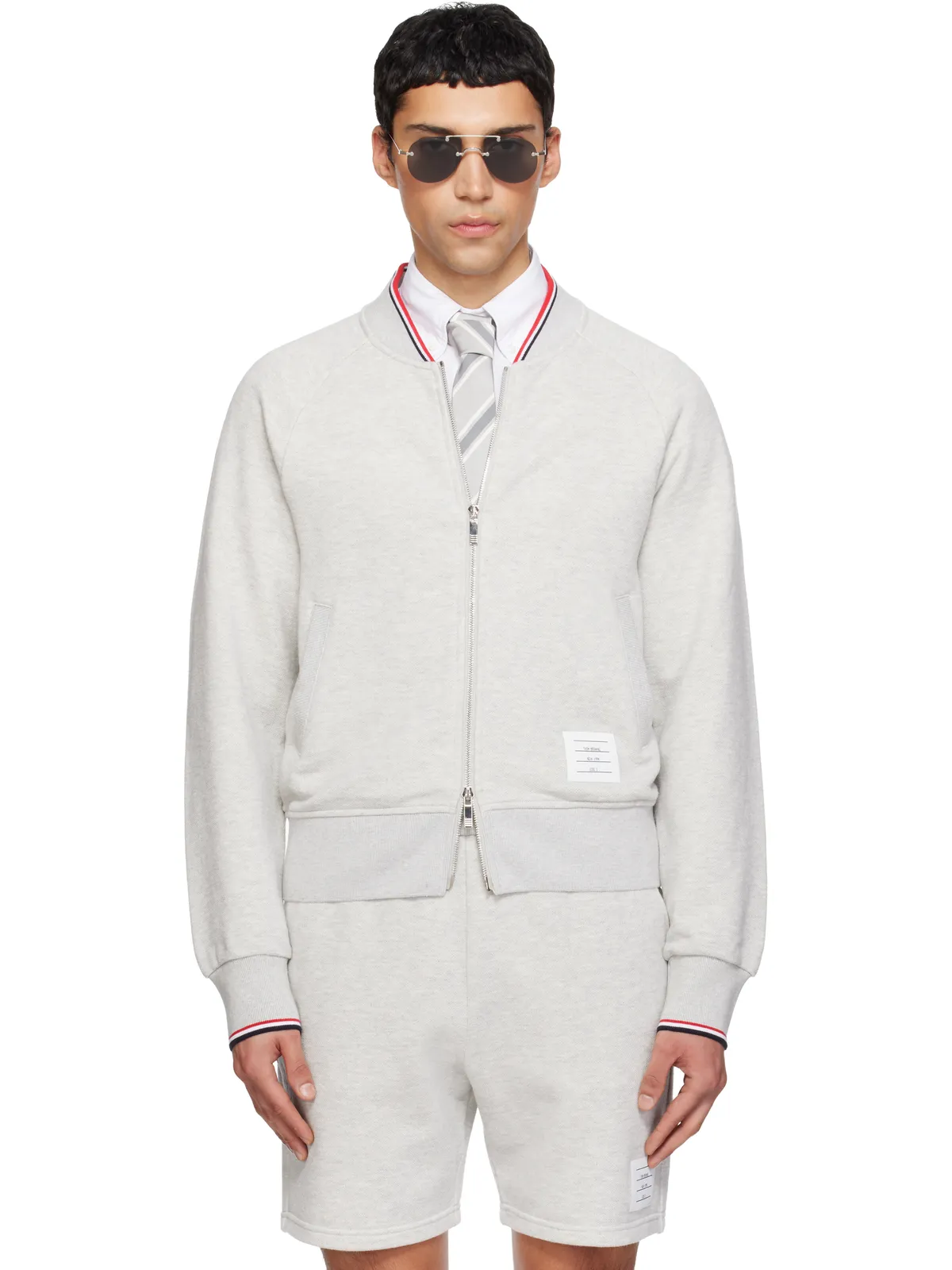 Thom Browne Pique Loopback Bomber スウェットシャツ - 画像1