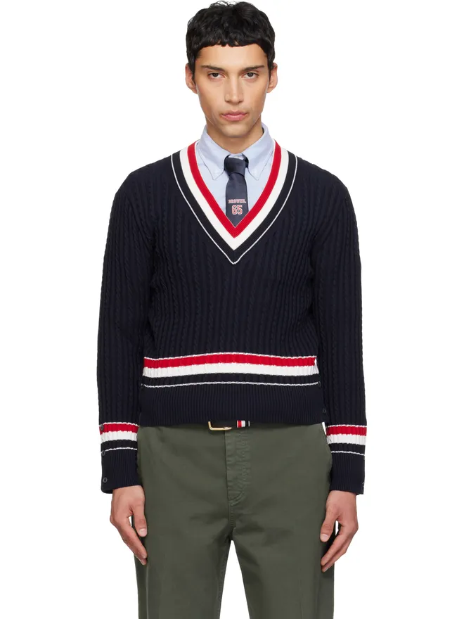 Thom Browne Thom Browne ケーブル Vネックセーターの商品画像
