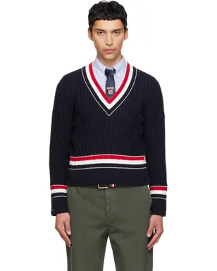 Thom Browne ケーブル Vネックセーター - サムネイル1
